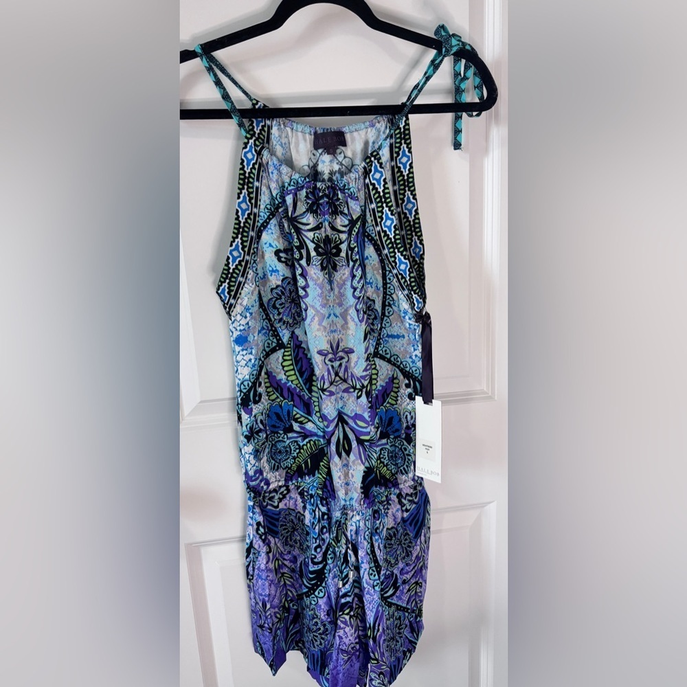 NWT-Hale Bob Blue and Purple Patterned Romper-Small